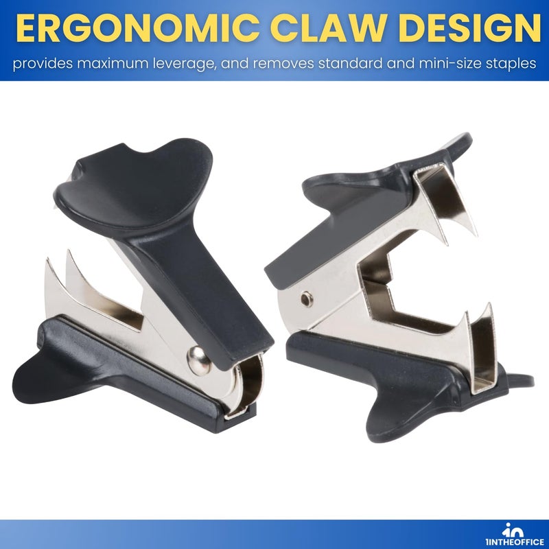 1InTheOffice Staple Remover, Claw Staple Remover, Staple Remover Tool, Black, 6 Pack - Image 2